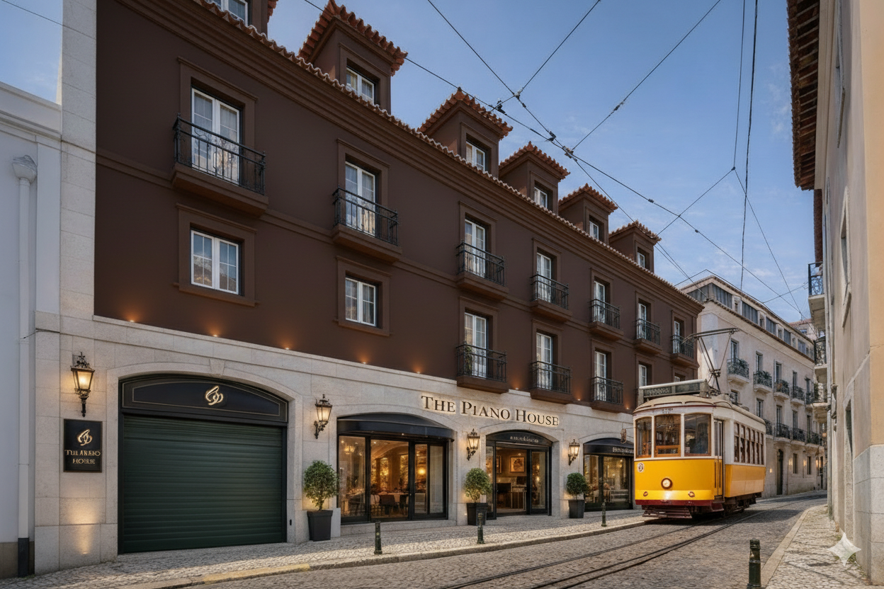 The Piano House - Fachada com elétrico de Lisboa